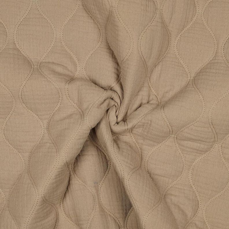 Quiltat tyg Muslin Vågor – mörkbeige, image number 3