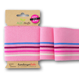 GOTS Ribbade muddar CUFF ME COLLEGE [ 140 cm | 7,5 cm ] | Albstoffe – rosa/turkos, 