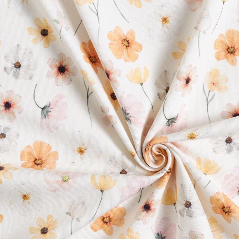 GOTS Bomullsjersey blomsteräng Digitaltryck – beige, image number 3
