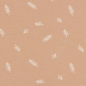 Bomullsjersey blad – ljusbrun, 