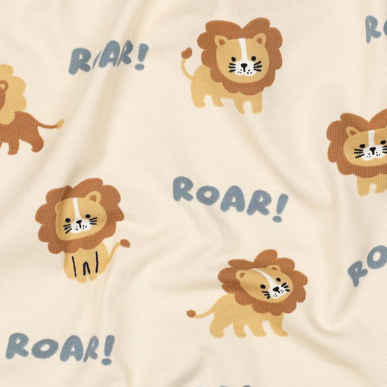 Bomullsjersey lejon | Poppy Fabrics &ndash; ljusbeige/r&aring;djursbrun,  image number 2