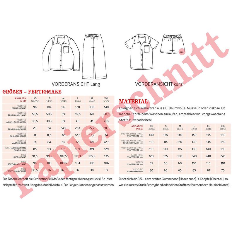 FRAU HILDA Pyjamas med korta och långa versioner | Studio Schnittreif | XS-XXL,  image number 9