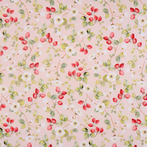 Bomullstyg Poplin jordgubbsblommor – rose/rött, 