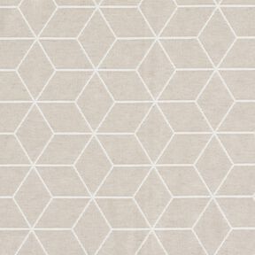 Dekorationstyg Jacquard moderna kuber &ndash; cashew/elfenbensvit, 