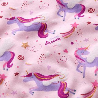 Alpfleece enhörning i glitter – rose, 