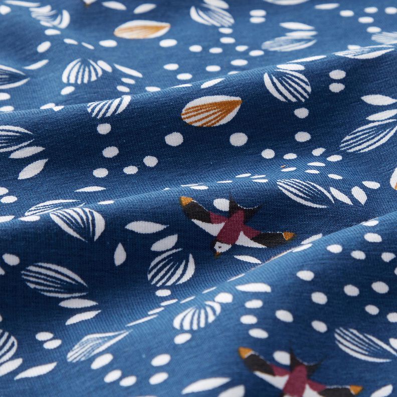 Bomullsjersey Svalor över ängen – indigo, image number 2
