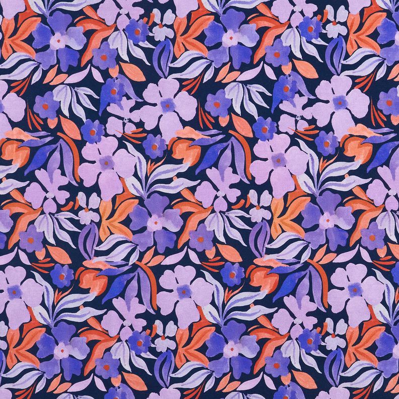 softsweat blommor digitaltryck – nattblå/lila,  image number 1