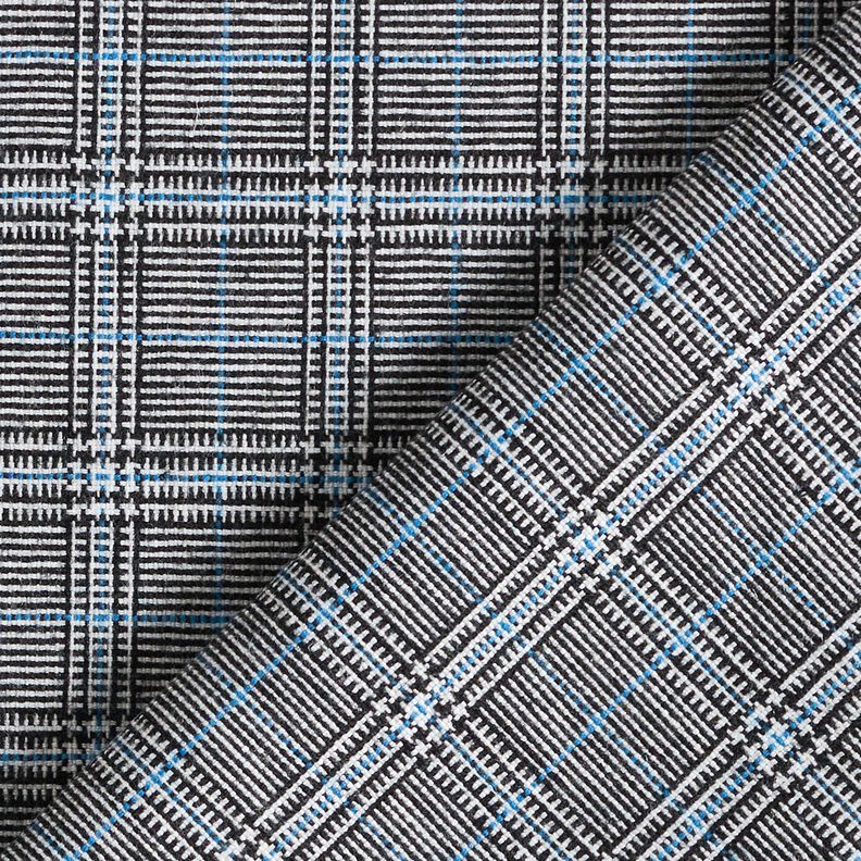 Viskosmix Abstrakt glencheck – kungsblått/svart,  image number 4