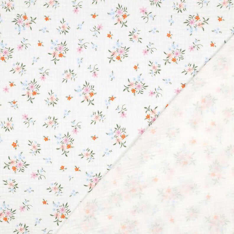 GOTS Muslin/Dubbel-krinkelväv Söta blommor  | Poppy Fabrics – elfenbensvit/brandgul,  image number 4