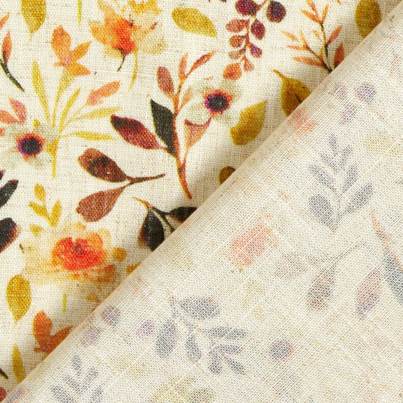 Viskos-linne-mix Höstlöv – ljusbeige/brandgul,  image number 4
