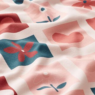 Bomullsjersey Blommor memorykort – sand/lax, 