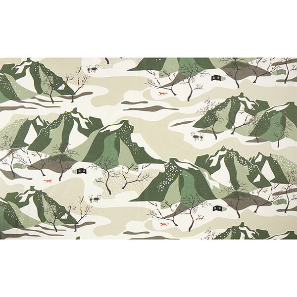 ARVIDSSONS TEXTIL – Dekorationstyg Halvpanama Norrland – vit/grön, image number 1