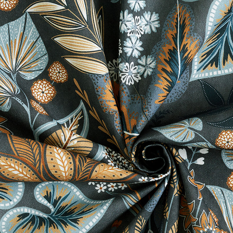 Dekorationstyg Halvpanama Paisley-blad – blågrått,  image number 3