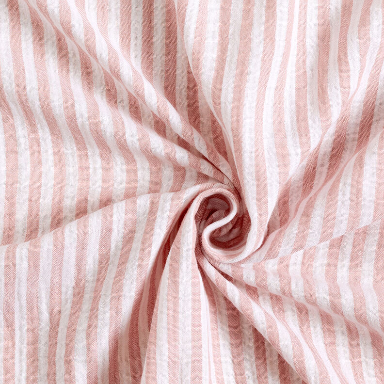 Muslin/Dubbel-krinkelväv Dubbelsidigt Ränder – gammalt rosa/vit,  image number 4