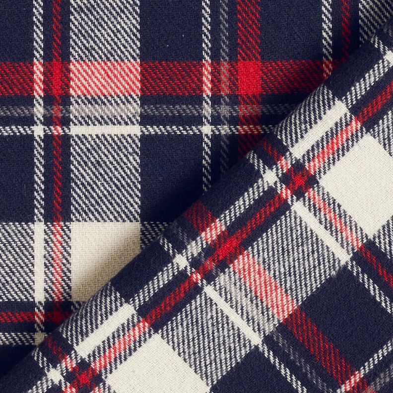 Bomullsflanell rutigt – svartblå/karminröd,  image number 4