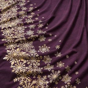 French Terry Sommarsweat isblommor Brodyrtyg | Glitzerpüppi – aubergine/gammalguld, 