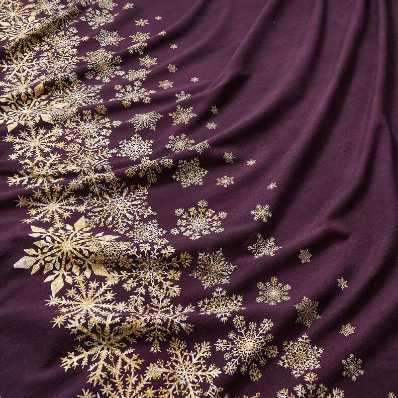 French Terry Sommarsweat isblommor Brodyrtyg | Glitzerpüppi – aubergine/gammalguld,  image number 2