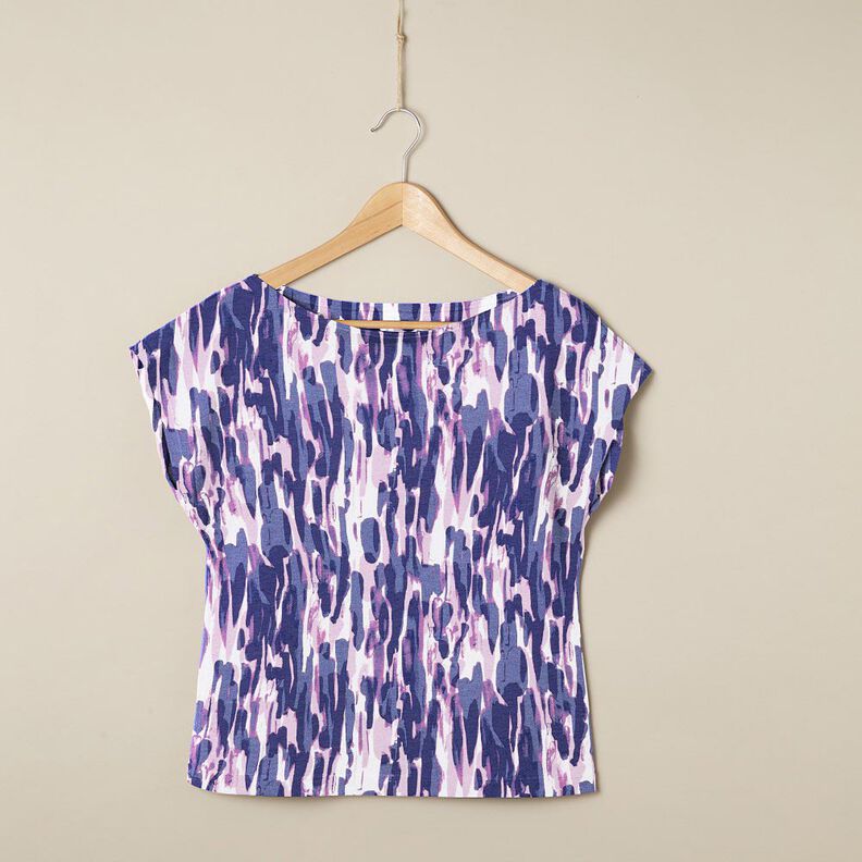 Viskosjersey Penselstreck – vit/blålila,  image number 5