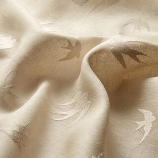 Linne Broderade svalor – ljusbeige, 