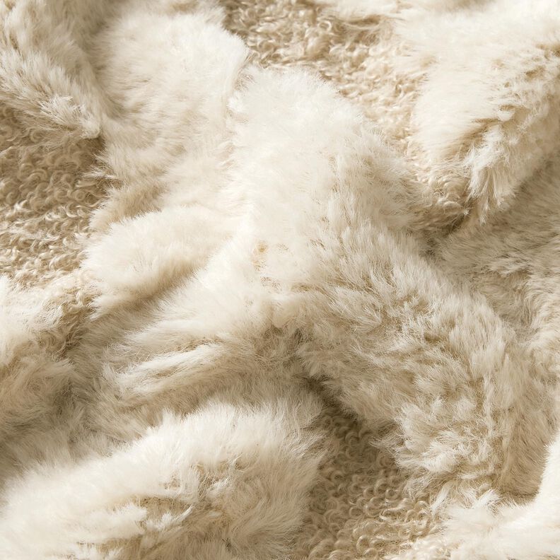 Fuskpäls Bouclétyg romber – sand/natur,  image number 2