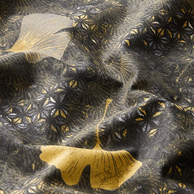 Bomullstyg Kretong Ginkgo – senap, image number 2