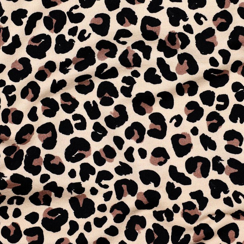 French Terry Sommarsweat litet leopardmönster Digitaltryck | Poppy Fabrics – ljusbeige/ljusbrun,  image number 2