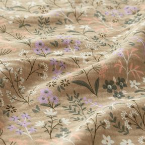 GOTS Muslin/Dubbel-krinkelväv Vårblomsteräng | Poppy Fabrics – mörkbeige, 