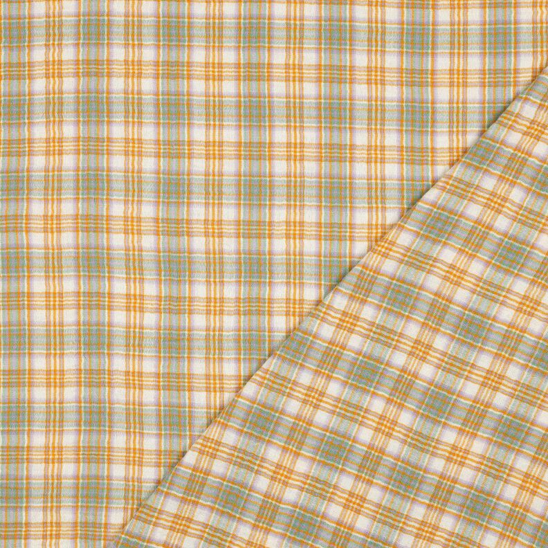 Muslin/Dubbel-krinkelväv Check | Poppy Fabrics – currygul/salvia,  image number 4