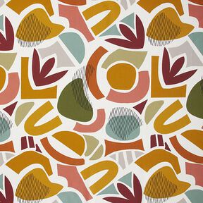 Bomullstyg Kretong Geometriska former – vit | Stuvbit 70cm, 