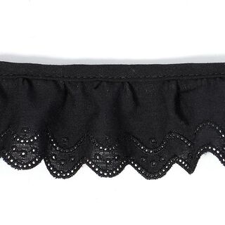 Engelskt broderi med rysch 17 -  svart, 