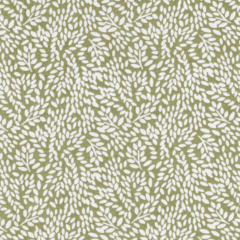 Bomullstyg Kretong Miniblad – ljus kaki/vit,  image number 1