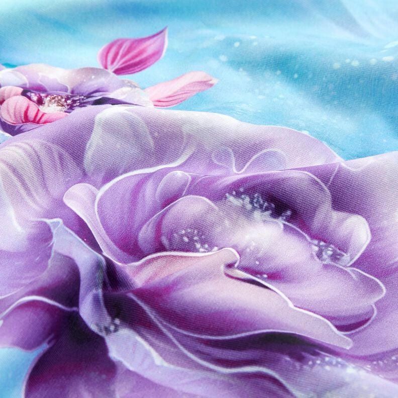 Bomullsjersey sommarblomster | Glitzerpüppi  – himmelsblå/lavender,  image number 6