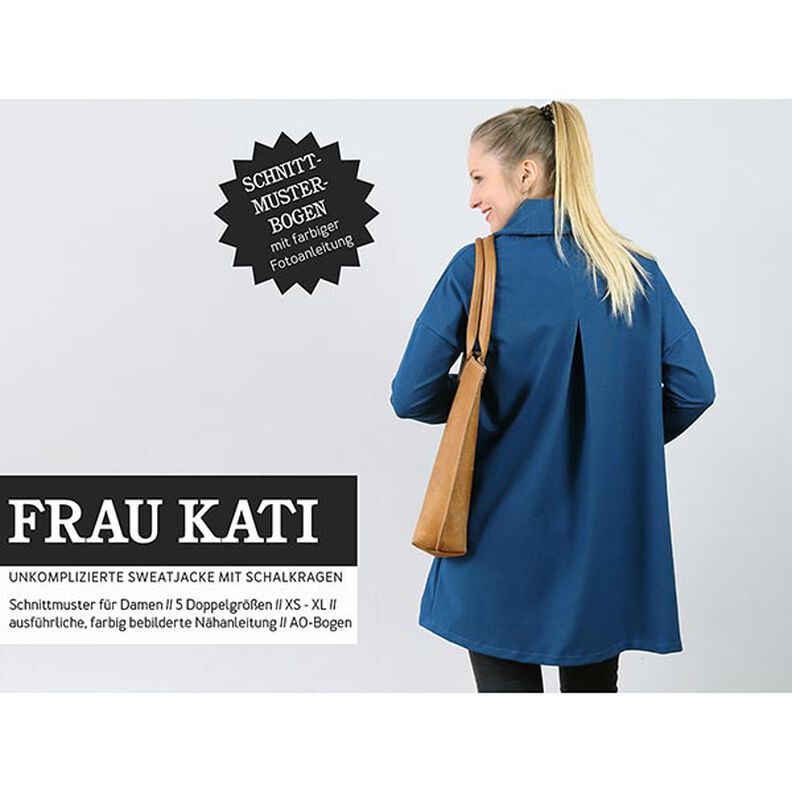 FRAU KATI Sweatjacka med sjalkrage och inverterat veck | Studio Schnittreif | XS-XXL,  image number 1