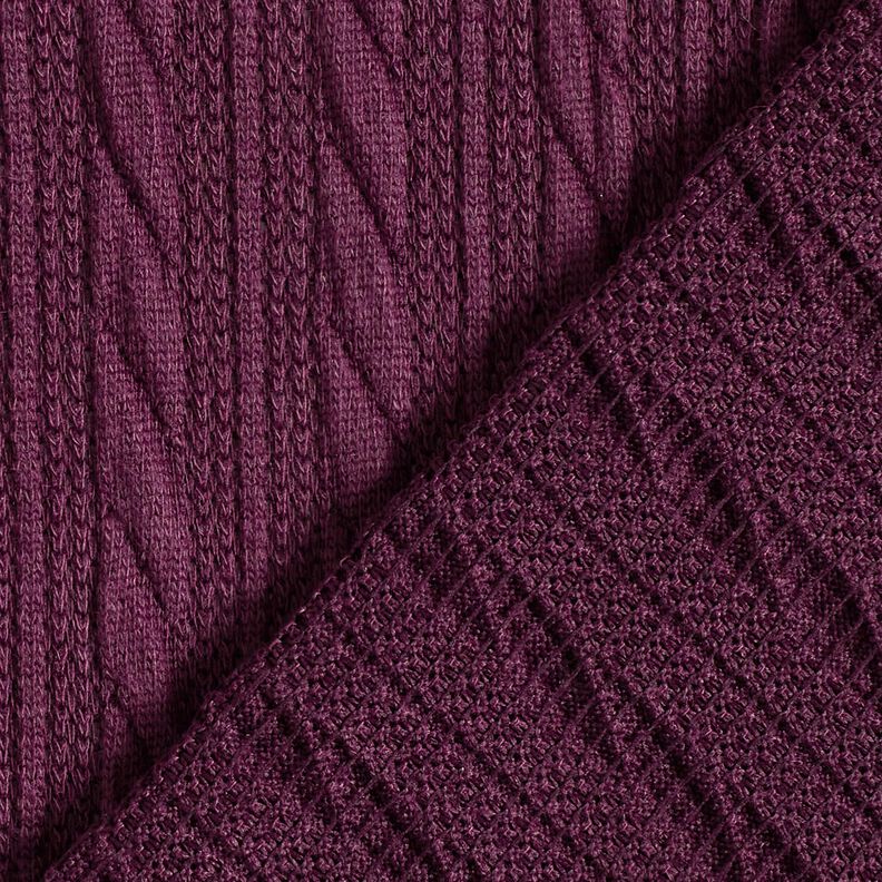 Stickat Cloqué flätmönster – merlot, image number 4