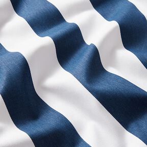Dekorationstyg Bomullskypert ränder – vit/indigo, 