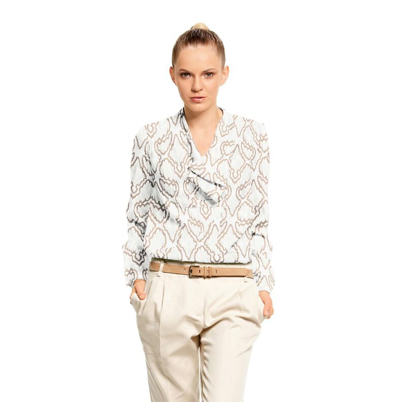 Bomullstyg serpentinlinjer – beige/mörkbeige, image number 7