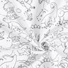Bomullspoplin Tyg att färglägga dinosaurier – vit/svart,  thumbnail number 3