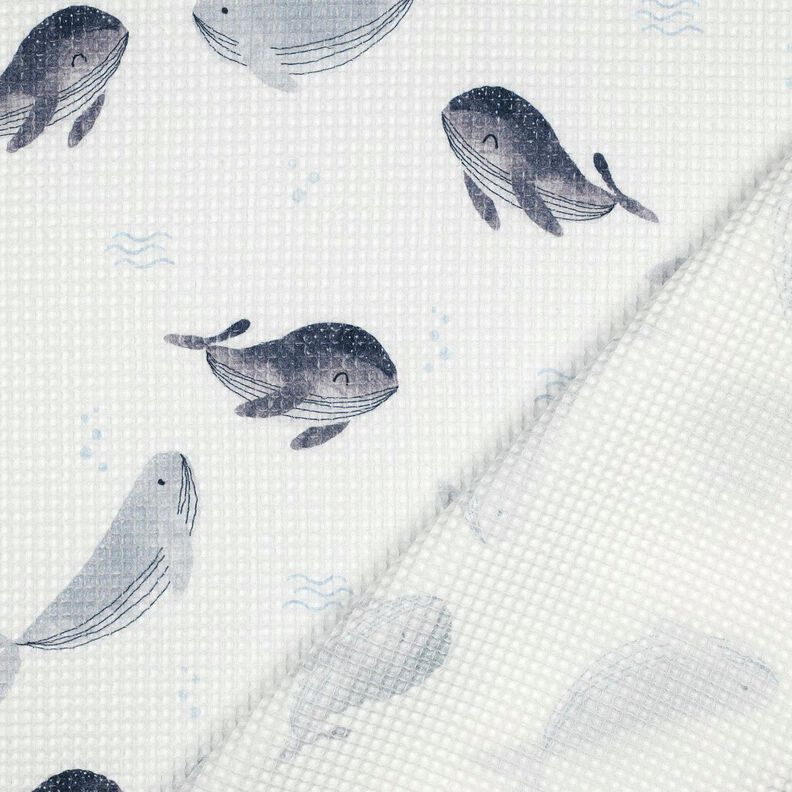 Våffelpiké Valar Digitaltryck | Poppy Fabrics – elfenbensvit/blågrått,  image number 4