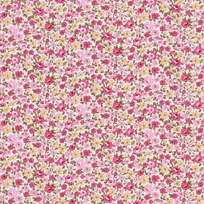 Bomullspoplin millefleur – vit/rosa, 