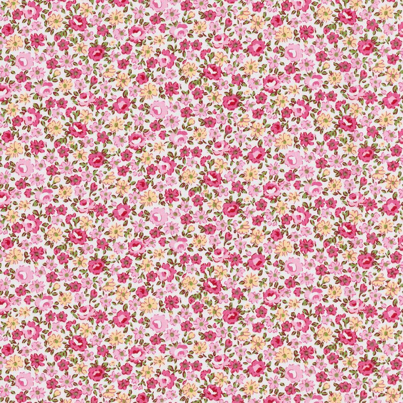 Bomullspoplin millefleur – vit/rosa,  image number 1