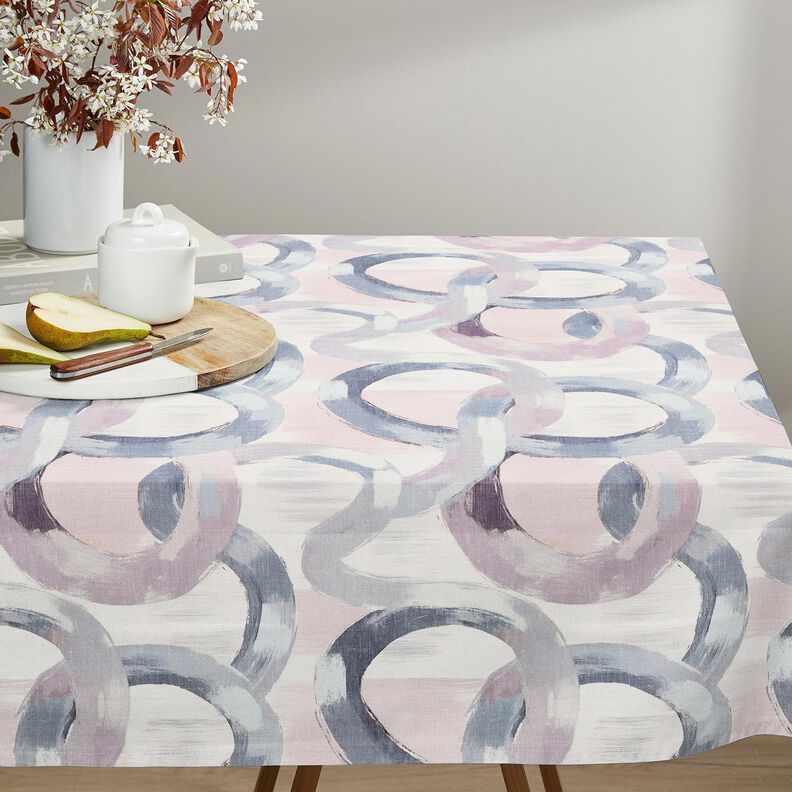 Dekorationstyg Halvpanama abstrakta ringar &ndash; pastellfl&auml;der/bl&aring;,  image number 8