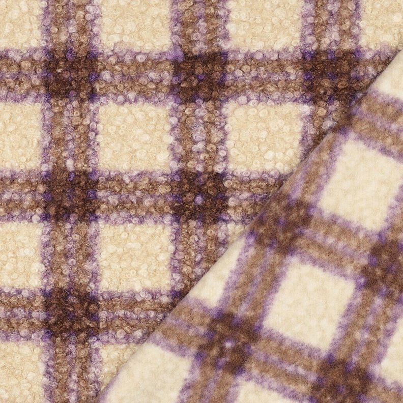 Stickad Bouclé Check – grön/yllevit, image number 4
