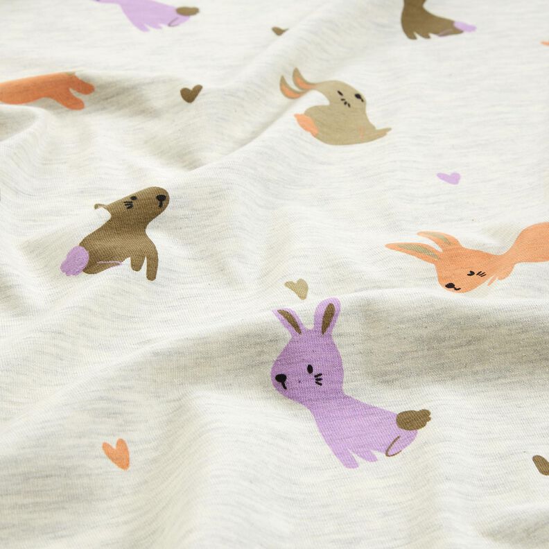 Bomullsjersey Kaniner och hjärtan | Poppy Fabrics – yllevit,  image number 2