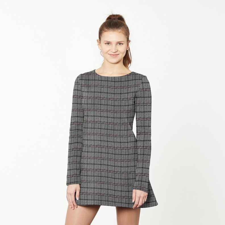 Stickad jacquard rutig – svart/vit,  image number 5
