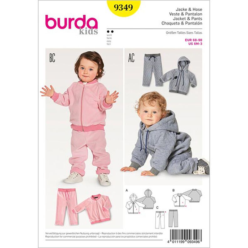 Babyjacka | Blusjacka | Byxor, Burda 9349 | 68 - 98,  image number 1