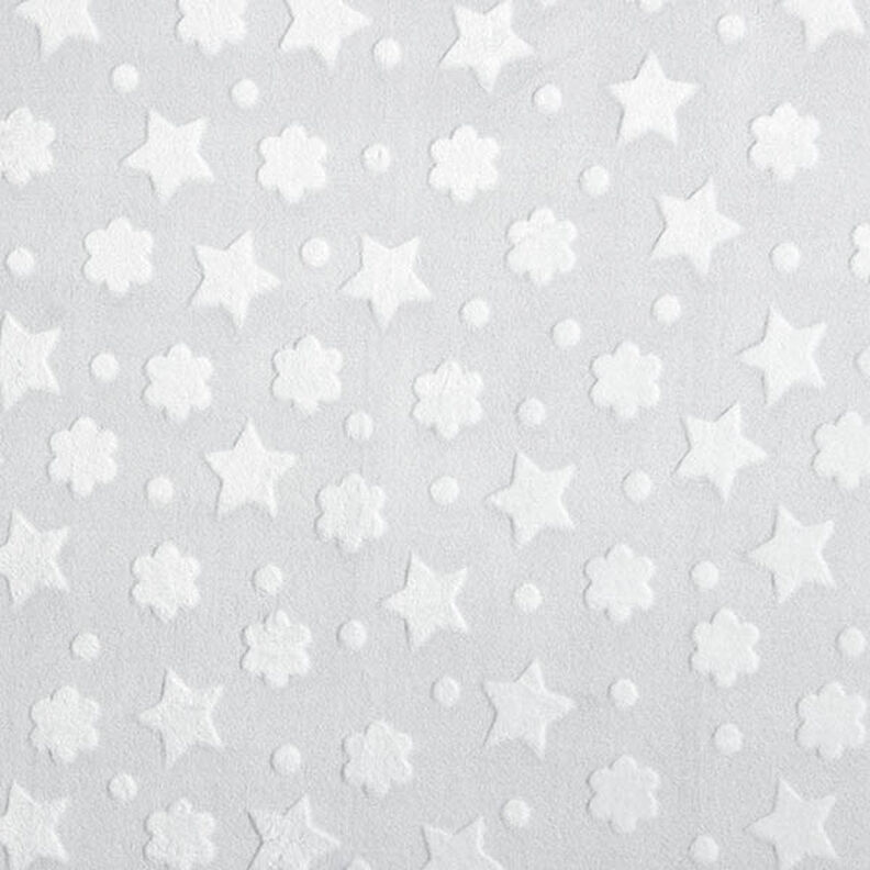 Mysfleece stjärnor och blommor – ljusgrått,  image number 1