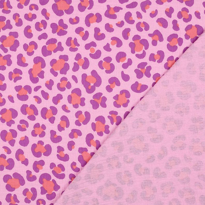 Muslin/Dubbel-krinkelväv färgglatt leopardmönster | Poppy Fabrics – pastellviolett/rödlila,  image number 4
