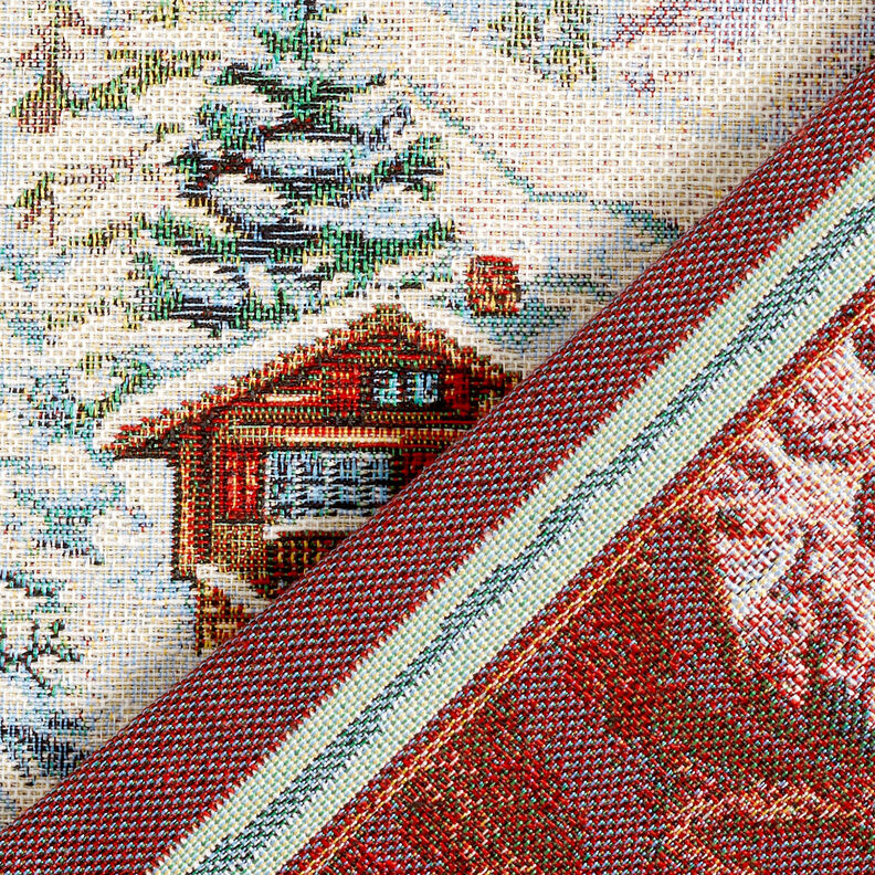 dekorationspanel Gobeläng Snögubbe – karminröd/ljusbeige, image number 4