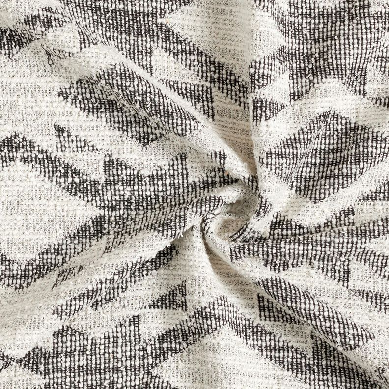 Stickad bouclé chevron – svart/vit, image number 4