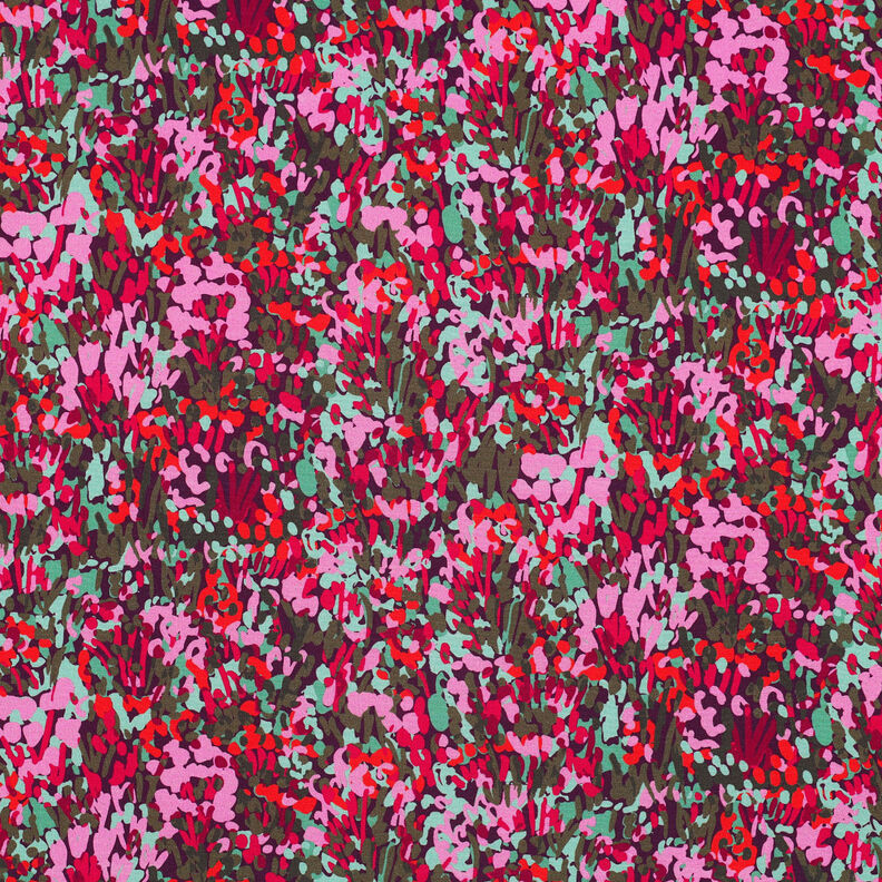 LENZING™ ECOVERO™ viskostyg  Colorful Garden Digitaltryck | Nerida Hansen – plommon/chiliröd,  image number 1